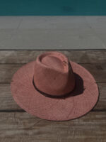 STRAW FEDORA HAT - PINK PEARL - Image 3