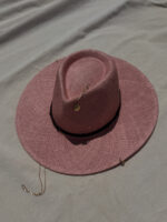 STRAW FEDORA HAT - PINK PEARL